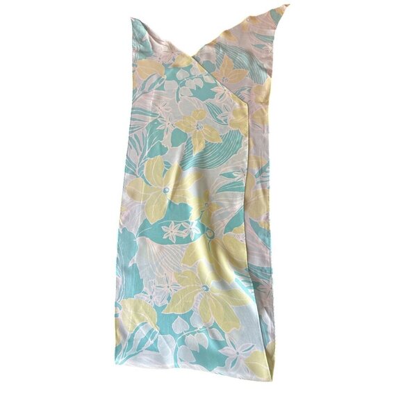 Vintage Floral Turquoise & Lime Green Sheer Scarf - Picture 1 of 3